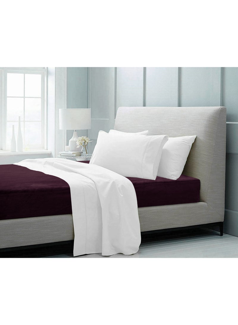 Morano Viva Luxury Velvet Fitted Sheet – Standard (120x200x25cm) – Ultra-Soft 100% Microfiber Bedding with All-Around Elastic & Easy-Fit Side Labels – Breathable & Wrinkle-Resistant (Burgundy) - Image 2